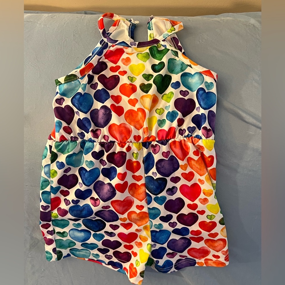 Colorful Heart Print Romper